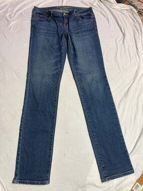 Aeropostale Women's Blue Denim Straight Leg Jeans Size 10 Long